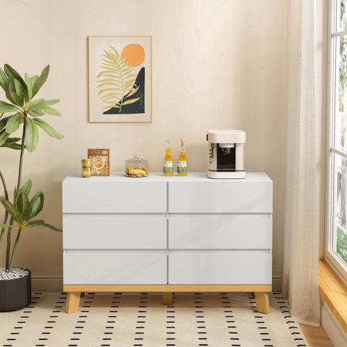 Wade Logan® Arneisha Modern Wood 6-Drawer Double Dresser & Reviews | Wayfair