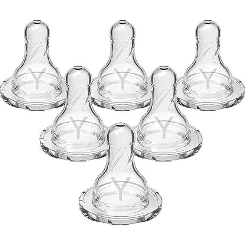 Dr. Brown’s Natural Flow Level 2 Narrow Baby Bottle Silicone Nipple, Medium Flow, 3m+, 100% Silicone Bottle Nipple, 6 Count
