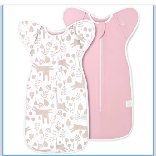 2-Pack Newborn Swaddle Sleep Sack - Arms Up Swaddle 0-3 Months, Baby Transitional Swaddles for Newborn, Cuff Removable Design, Pink Bunny Breathable Sleep Sacks with 2-Way Zipper