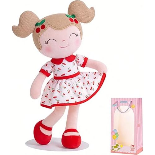 Gloveleya Baby Doll Girl Gifts Plush Toys Soft Dolls Baby Gifts Cherry Girl Red 15 Inches with Gift Box New
