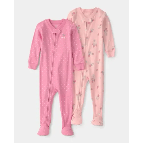 Baby Girl 2-Pack Strawberry Floral Snug Fit 1-Piece Pajama - Pink | Carter's