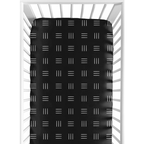 Boho Hatch Black and White Crib Sheet
