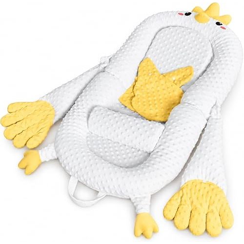 Nestcloud Patting Nest Pillow, Safe & Comfortable Bed, Rounded Edges, Easy Assembly, 5 Styles Available, Eated Palm Soothing Design, Double-Sided Use, Soft & Comfortable，Yellow