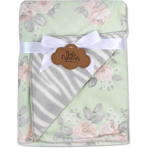 Sherpa Fleece Baby Blankets for Boys and Girls – Colorful, Reversible Baby Blankets for Newborns, Infants, Toddlers, and Nursery (Floral & Zebra)