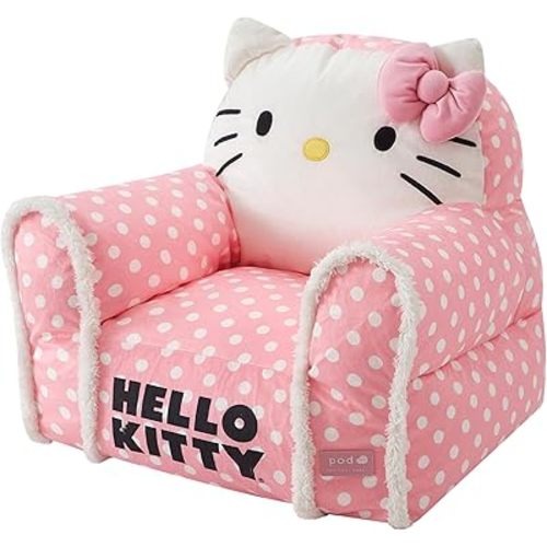 Sanrio Hello Kitty Figural Bean Bag Chair – Soft Structured Sofa with Armrests for Kids – Comfortable Seating for Bedroom or Playroom, Ages 3+