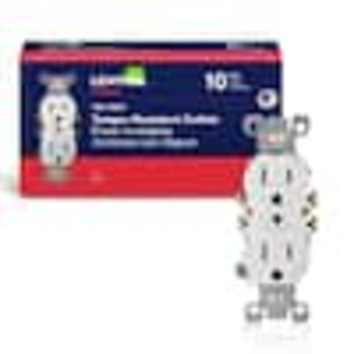 Leviton 15 Amp 125 V Tamper Resistant Duplex Outlet/Receptacle, White (10-Pack) T5320-WMP M22-T5320-WMP