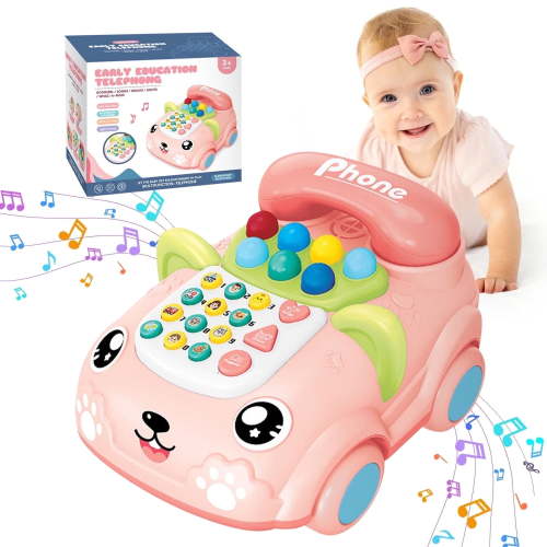 Toys for 1 Year Old Toddlers, Baby Phone Toy with Music Light, Musical Toy for 2 Years Old Girls, Learning Education Preschool Toys