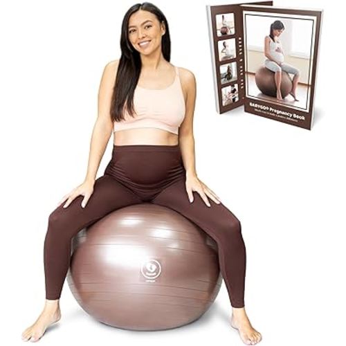 BABYGO Birthing Ball - Pregnancy Yoga Labor & Exercise Ball & Book Set Trimester Targeting, Maternity Physio, Birth & Recovery Plan Included Anti Burst Eco Friendly