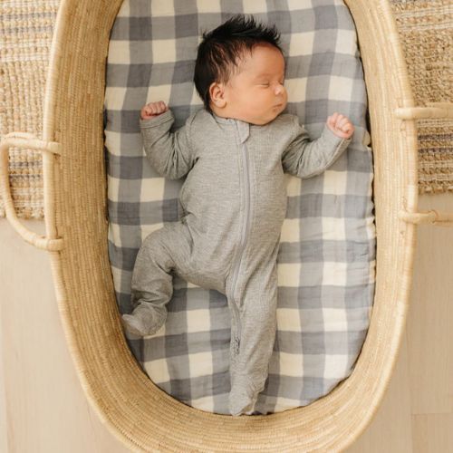 Mebie Baby Heather Grey Ribbed Bamboo Zipper