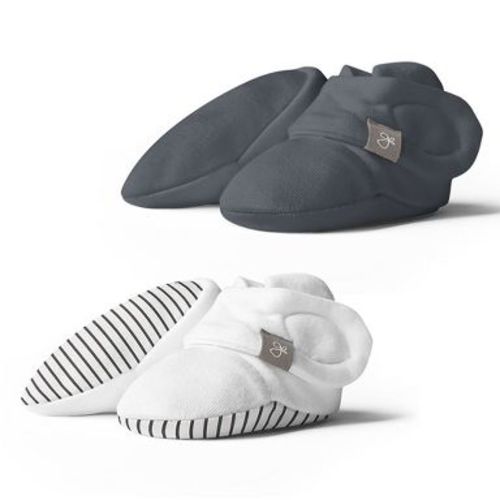 Goumi Stay On 2-Pack Baby Boots - Stripe Gray + Midnight 0-3M