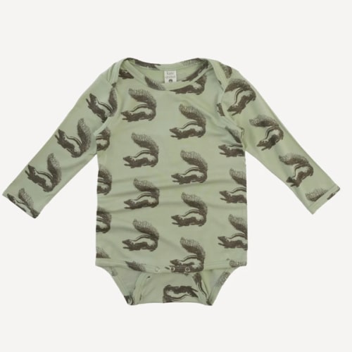 long sleeve lap neck bodysuit | skunk | bamboo