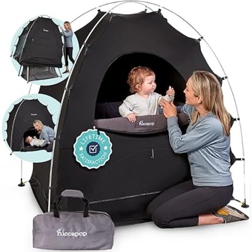 Hiccapop Daydreamer Blackout Tent for Pack and Play, Patented Portable Crib Tent, Blackout Canopy Crib Cover, Sleep Pod for Kids
