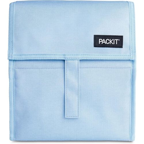 PackIt Freezable Lunch Bag, Sky Blue, Built with EcoFreeze Technology, Foldable, Reusable, Zip and Fold Closure with Buckle Handle, Designed for Work Lunches and Fresh Lunch On the Go