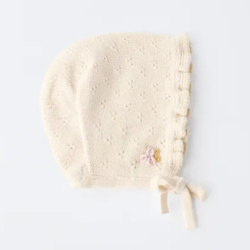 EMBROIDERED FLOWER KNIT BONNET - Ecru | ZARA United States