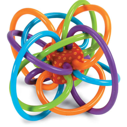 Amazon.com: Manhattan Toy Winkel Rattle & Sensory Teether Toy, Blue/Green/Orange, 5 Inch x 4 Inch x 3.5 Inch