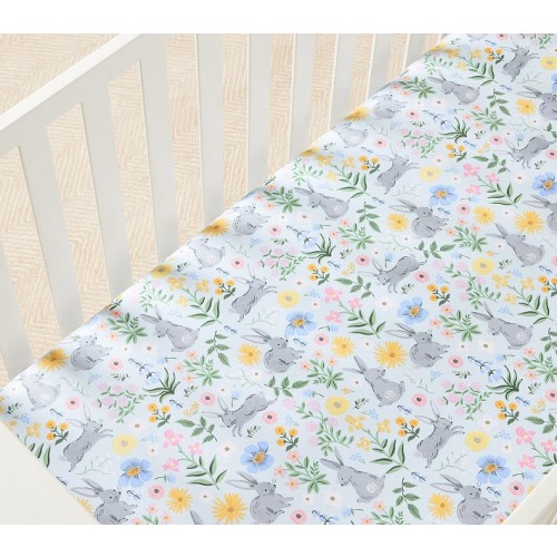Rifle Paper Co. Bunny Floral Organic Crib Fitted Sheet