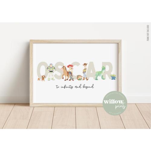 Toy Story Personalised Watercolour Name Print | Toy Story room | Toy Story personalised |Children's Room | Woody | Lightyear | Nursery decor