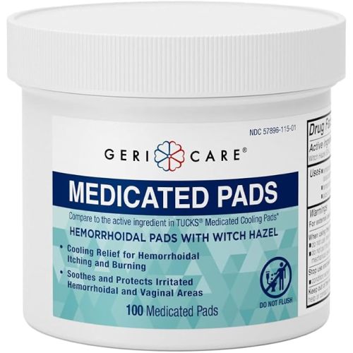 GeriCare Medicated Cooling Pads with Witch Hazel