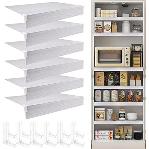 Zebrabox 38x16 inch PVC Wire Rack Covers, 6 Pcs Faux Wood Shelf Cover with12 Holders for Wire Shelving, Weight Pantry Shelf Liners for Kitchen Store Removable Closet Office