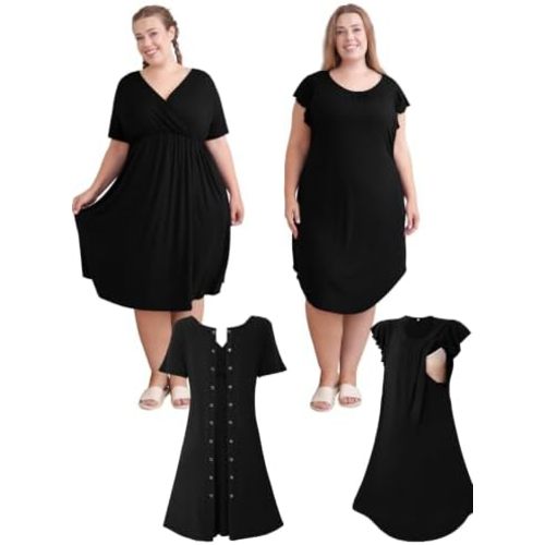 Rnxrbb 2PCS Labor&Delivery Gown+Nursing&Postpartum Nightgown Hospital&Daily