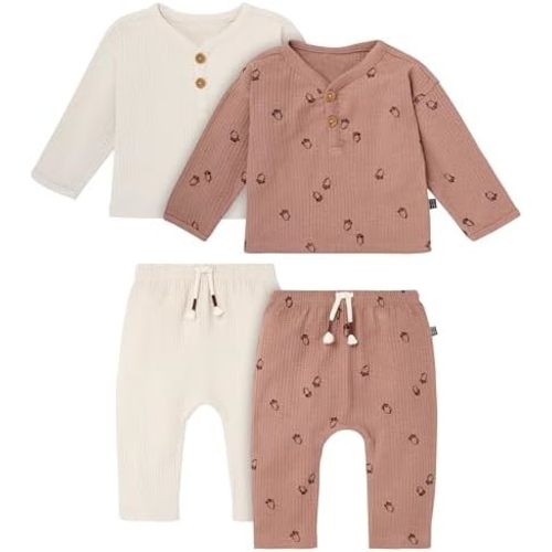 Modern Moments by Gerber Unisex Baby 4-pack Henley Top and Pants Set