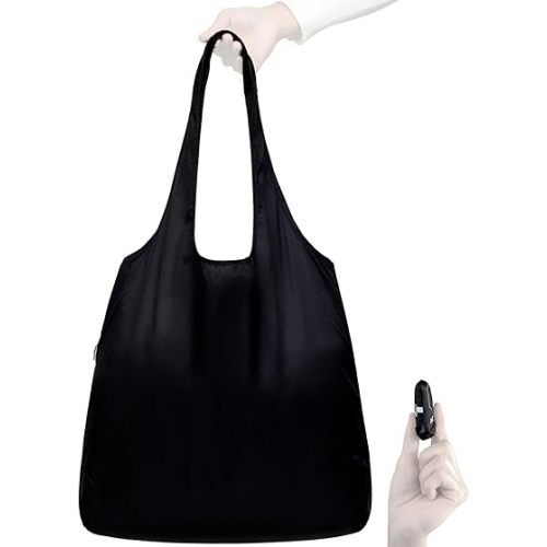 Nanobag Ultralight Foldable Tote for Women & Men, Reusable Grocery & Travel Bag, Packable Collapsible Compact Market Essential (Standard Black)