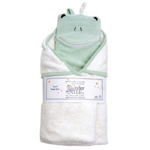 Under the Nile Organic Egyptian Cotton Hooded Towel & Frog Washcloth Mitt Set