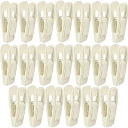 Litoexpe 20 Pcs Beige Velvet Hangers Clips, Pants Hangers Velvet Clips, Strong Finger Flocked Clips for Thin Felt Hangers