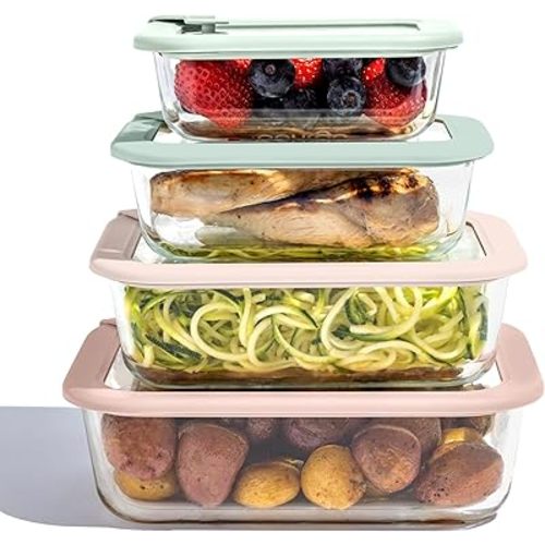 Bentgo Signature Glass Food Storage Containers with Lids, 8 Piece Set