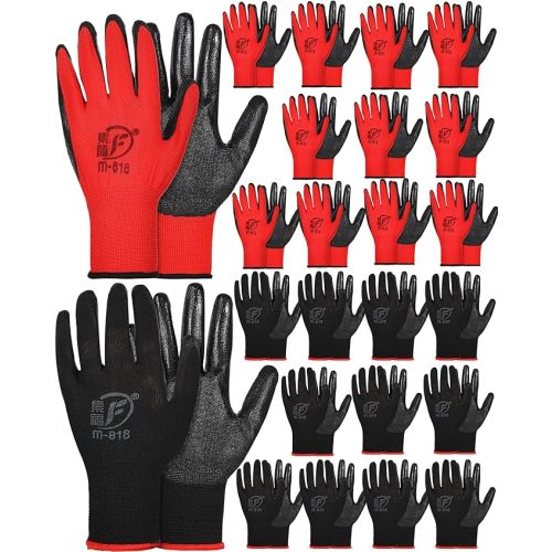 Nuogo 24 Pairs Gardening Gloves for Men Women Rubber Coated Landscaping Work Gloves Safety Work Construction