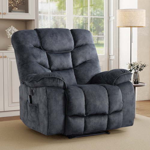 Ebello XL Power Recliner Chair - 41" Wide Electric Massage Recliner with Heat & USB Charging, Overstuffed Single Reclining Sofa for Living Room, Greenish Gray