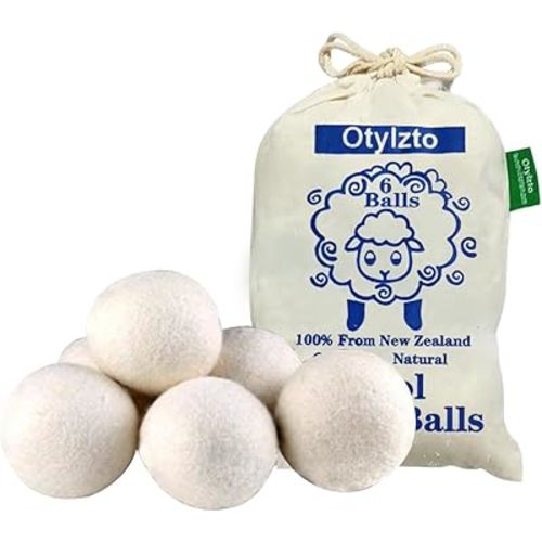Wool Dryer Balls 6-Pack, Drying Balls for Laundry,Reusable As Natural Fabric Softener, Reduce Clothing Wrinkles, Drying Clothes Faster Eco-Friendly