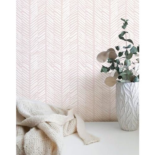 MelunMer Modern Peel and Stick Wallpaper Boho Contact Paper for Cabinets Stripe Contact Paper Line Self-Adhesive Removable Wallpaper for Bathroom Bedroom Shelf Liner Easy to Use Pink 393" L 17.3" W