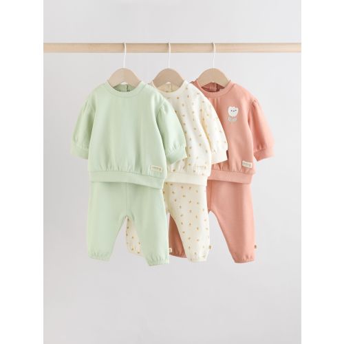 Sage Green/ Rust/ Cream Ditsy Baby Sweatshirt & Joggers 6 Piece Set (0mths-2yrs)