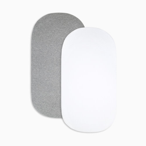 Burt's Bees Baby Organic Cotton Fitted Bassinet Sheet (2 Pack) - Heather Grey/Cloud