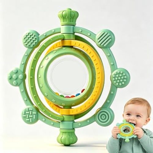 3D Rotatable Rattle Baby Teething Toys for 0-6 6-12 Months