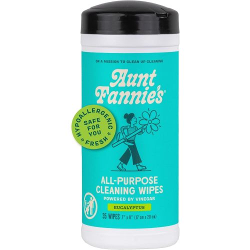 Aunt Fannie's Natural Cleaning Vinegar Wipes, Multipurpose Surface Cleaner, Eucalyptus Scent, 35 Count (Pack of 1)