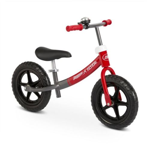 Radio Flyer Glide and Go Pro 12" Kids' Balance Bike - Black/Red: Steel Frame, Adjustable Seat