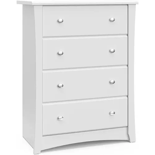 Storkcraft Crescent 4 Drawer Chest (White) – GREENGUARD Gold Certified, Dresser For Nursery, 4 Drawer Dresser, Kids Dresser, Nursery Dresser Drawer Organizer, Chest of Drawers