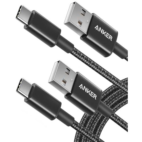 Anker Cable [2 Pack 6ft], USB A to USB C Cable for iPhone 17 Series,Samsung Galaxy S10 S10+, LG V30, Beats Fit Pro and More (Black).