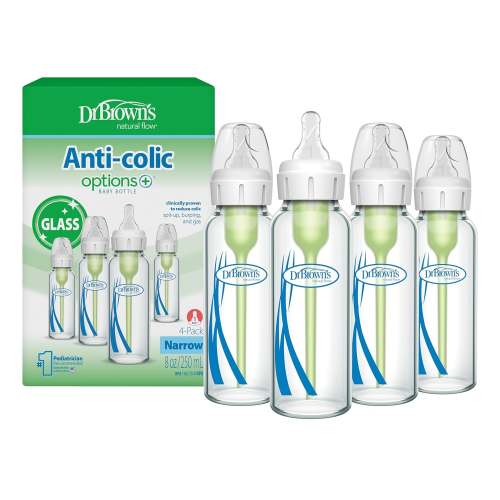Dr. Brown's Anti-Colic Options+ Glass Baby Bottle Slow Flow 8 oz 4-Pac – Absolutely Cutely