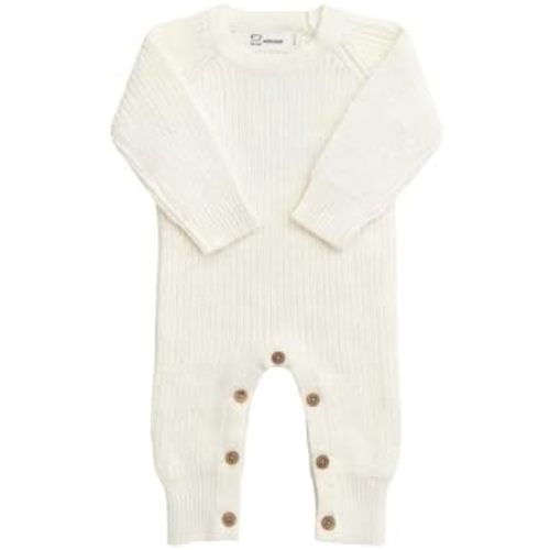 100% Cotton Knitted Romper, White