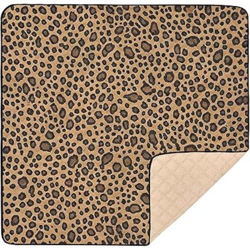 Fashion Leopard Baby Play Mat, Waterproof & Non-Slip Playpen Mat 50" X 50" Soft Foldable Crawling Mat Playing for Infants and Toddlers
