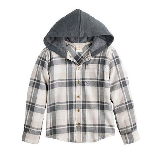 Boys 4-12 Jumping Beans® Hooded Flannel Shirt (grey beige size 7)