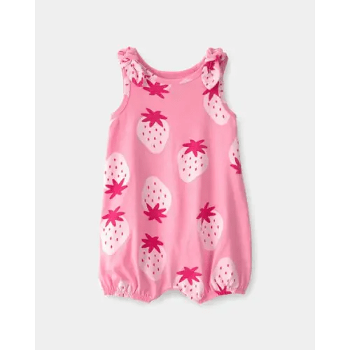 Baby Girl Strawberry Sleeveless Romper - Pink | Carter's