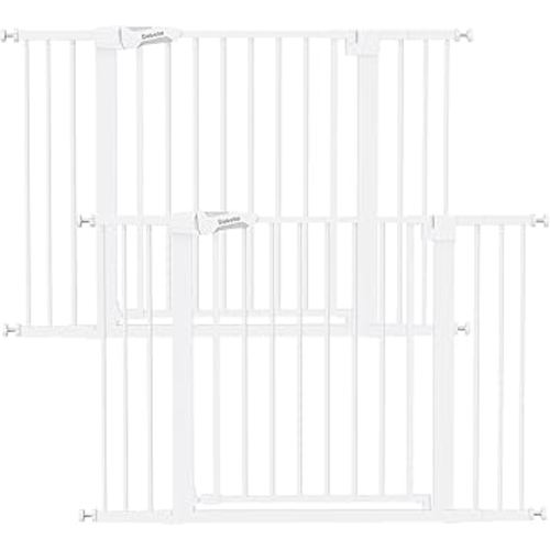 Babelio Baby Gate, 29-48 Inch Auto Close Pet Gate PressGuard P7, Easy Install Pressure-Mounted Safety Gate, Extra Wide Pet Gate for Stairs and Doorways, 2 Pack White