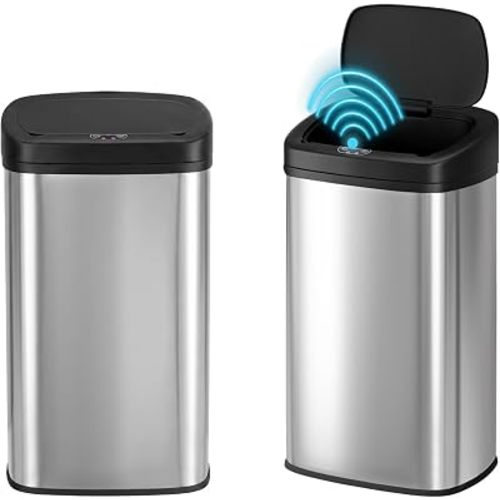 BestOffice | 22 Gallon Stainless Steel Trash Can with Lid | Steel
