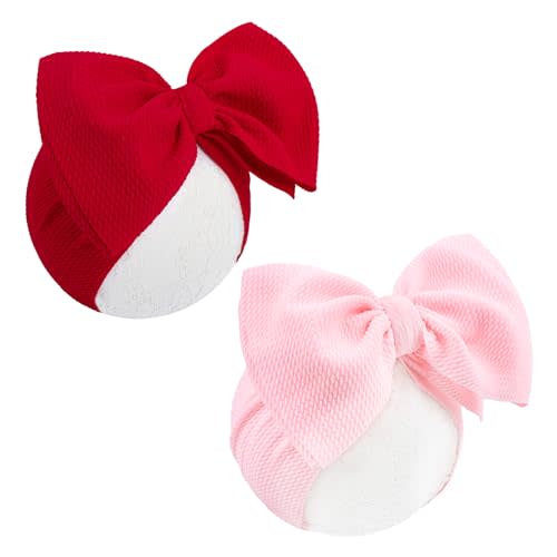YanJie Baby Girl Headbands - Red Bow, Pink Toddler Headband, Nylon Hair Bows & Accessories for Newborn Girls & Infants 0-6 Months