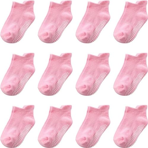 Non Slip Grip Ankle Baby Socks 12 Pack for Toddler Boys and Girls Kids Infant Baby Cute Cotton Socks
