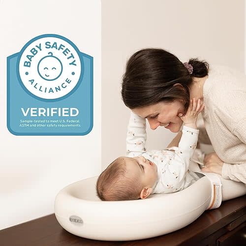 Keekaroo Peanut Changer Baby Vanilla – The Original - Easy-to-Clean Changing pad and The only Shell Over Foam, Fully Water Repellant, Wipeable Diaper pad, Wipe-Clean Changing pad